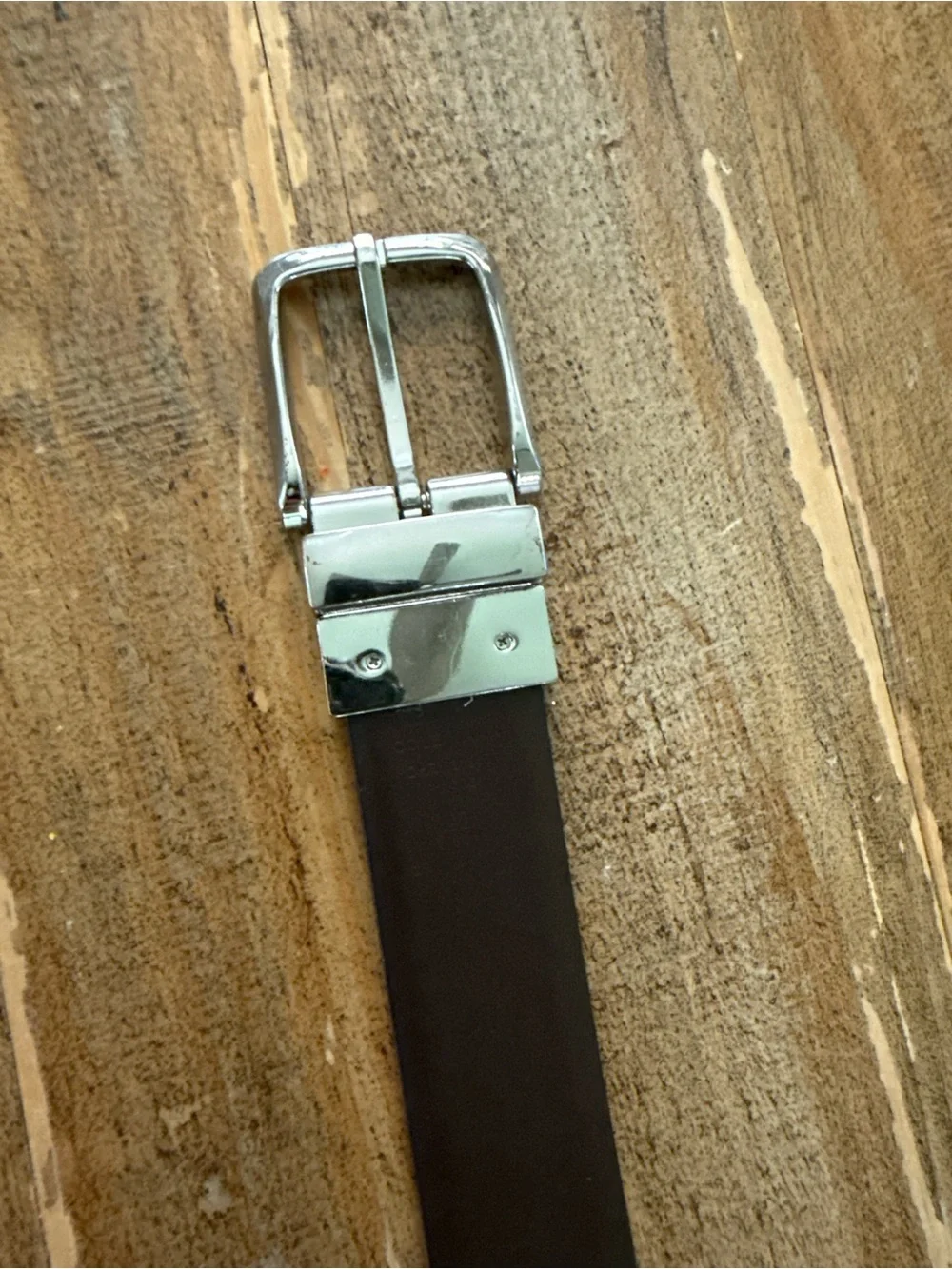Cole Haan Brown and dark brown reversable Leather Belt with Silver-Tone Buckle